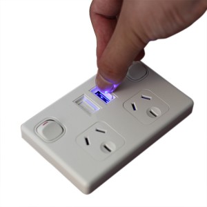Australia standard  electrical socket double pole USB socket with dual USB charger 5V 2.1A