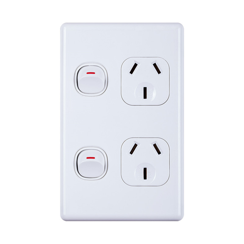 Australia vertical double power outlet wall switch socket double 250V 10A DS715V Featured Image