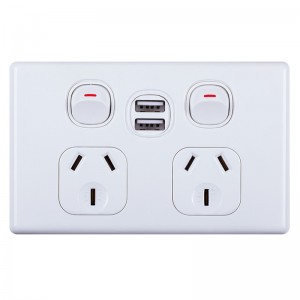 Australia SAA approved double wall socket with extra switch 250V 16A vertical type AS/NZS