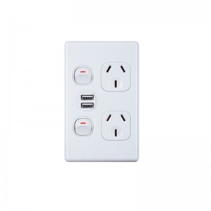 Australia vertical double power outlet wall switch socket double 250V 10A DS715V