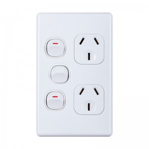 SAA approval electrical double switch socket with extra switch 250V 16A DS716V