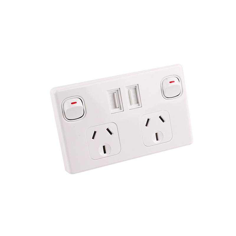 AS/NZS Australia electrical USB wall socket outlet 250V 10A with USB ports 5V 2.1A Featured Image