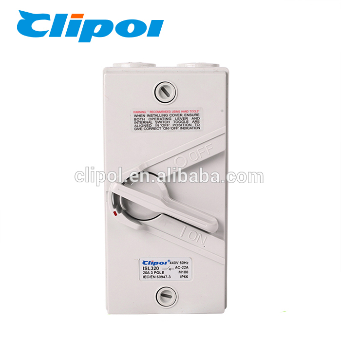 ISL320 Clipol PC wholesale outdoor using IP66 20A isolator switch 3 phase