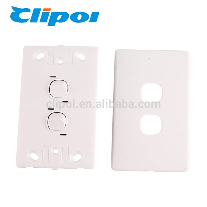 Double Wall Power Switch White Plate Way Mechanism Mech GPO Outlet Slim Wall Light Switch