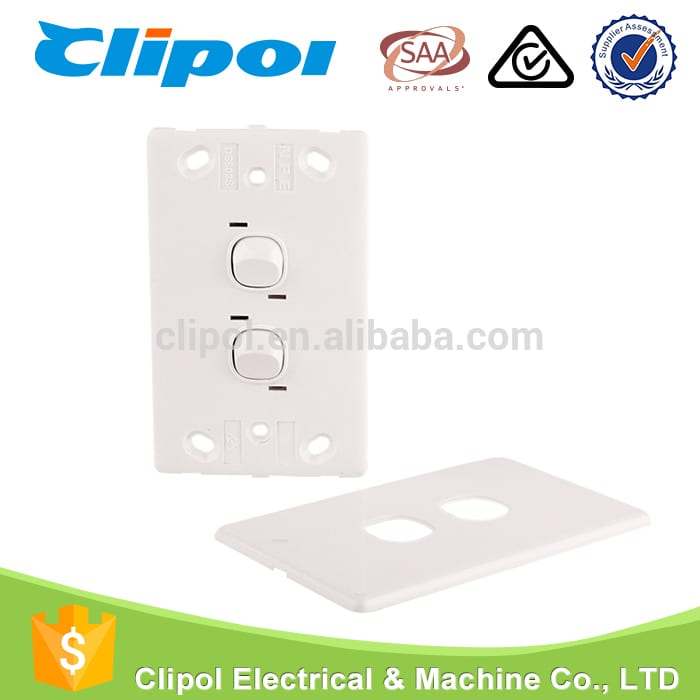 Double Wall Power Switch White Plate Way Mechanism Mech GPO Outlet Slim Wall Light Switch