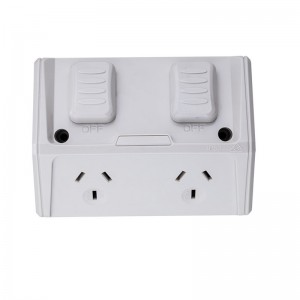 Australia electrical outdoor garden socket 250V 10A IP53 Industrial double socket with switch