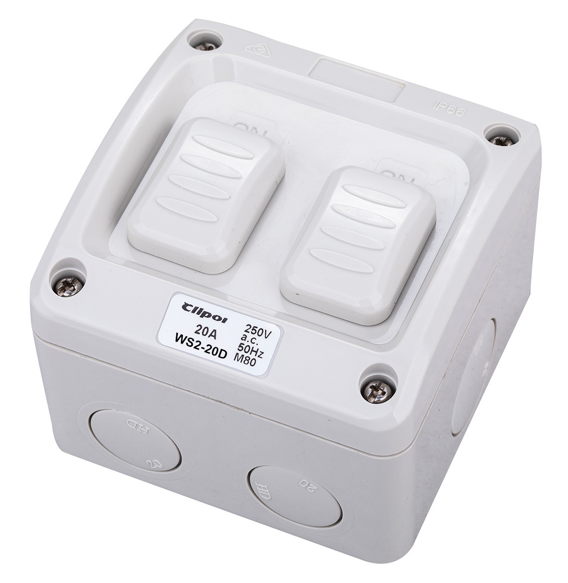 SAA Approved IP66 Weatherproof Double pole double switch  20A 250V WS-20D Featured Image