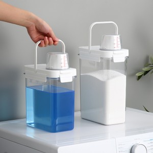 Measuring Cup Laundry Detergent Dispenser with Handle, Transparent Washing Powder Storage Container