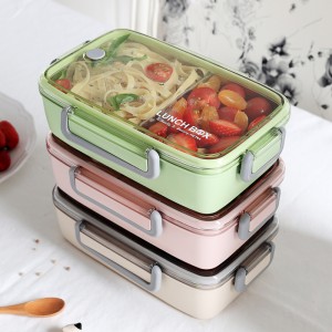 BPA Free Food StorageBox, bamboo fiber lunch box with stainless steel inner box