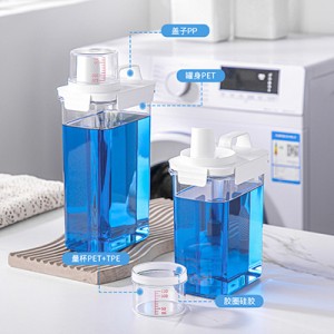 Customize storage container meansuring cup usage PET Liquid laundry storage plastic container
