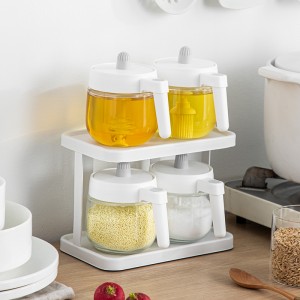 Kitchen Glass Spice Honey Jar Dispenser, Airtight Cap Transparent one-piece seasoning jar