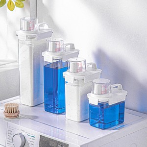 Customize storage container meansuring cup usage PET Liquid laundry storage plastic container