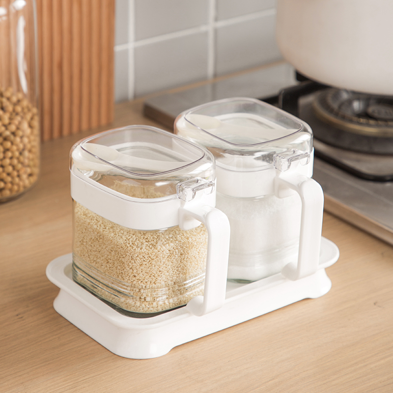 Cheapest Factory Glass Pantry Jars - Glass Seasoning Box Set With Spoons  – Metka