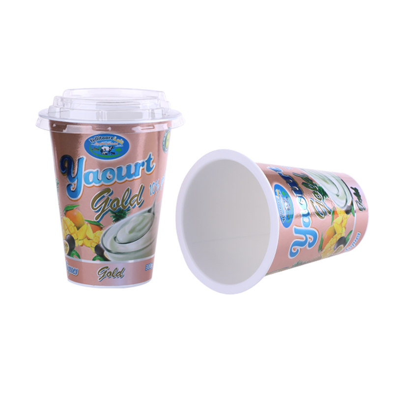 12oz Custom Design Printed Paper-Plastic Cup with Plastic Lid for Yogurt01