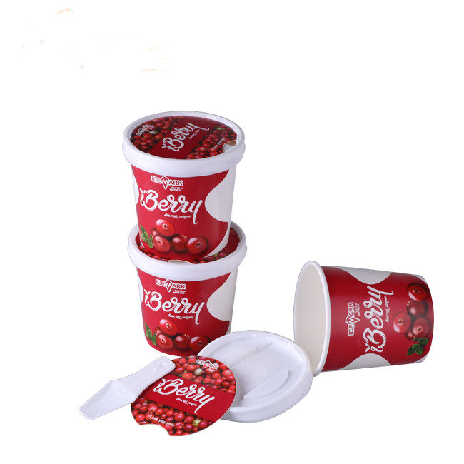 5oz Wholesale Custom Disposable Cup for Ice Cream with Plastic Lid and Spoon