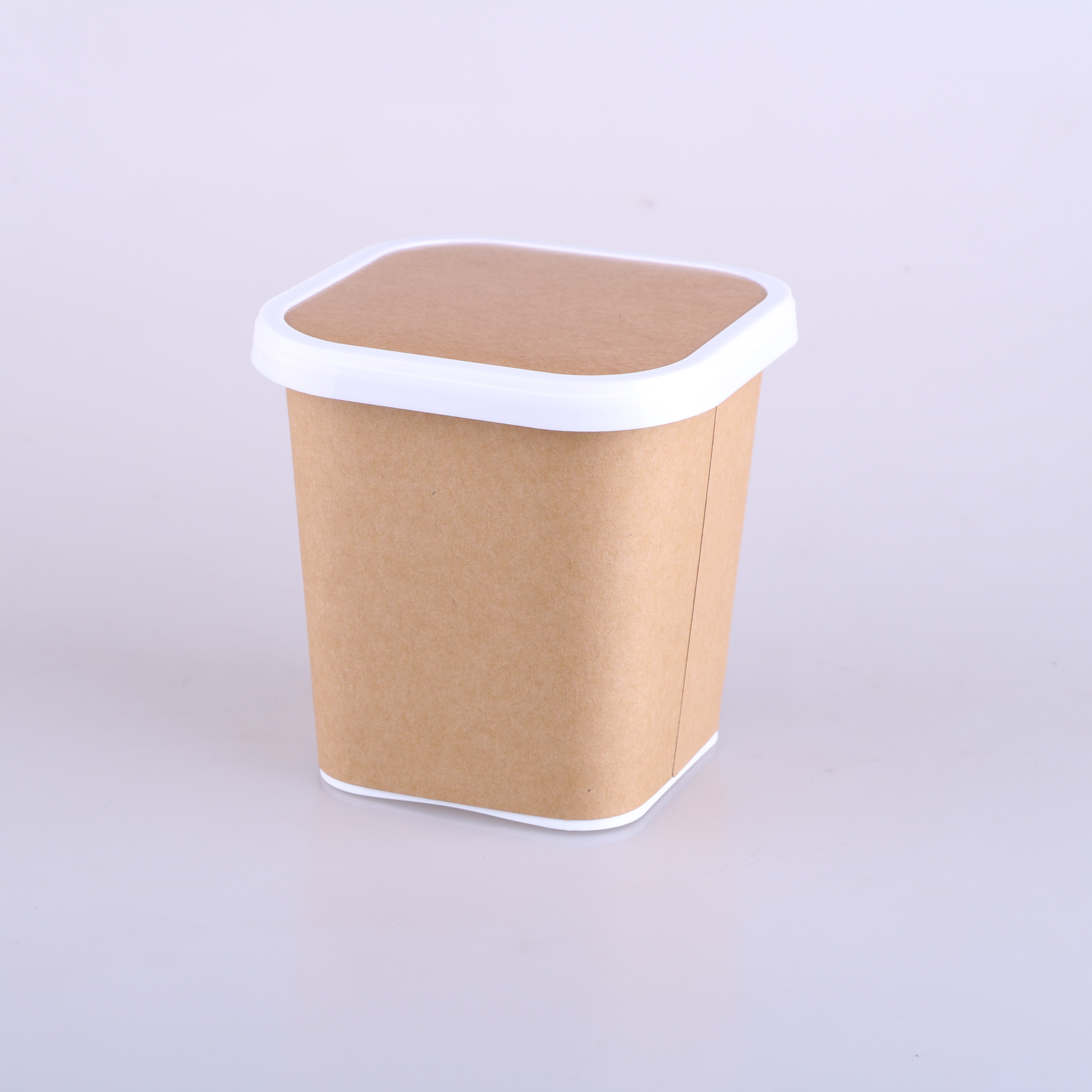 800ml Instant Noodle Bowl Square Paper-Plastic Bowl with Lid