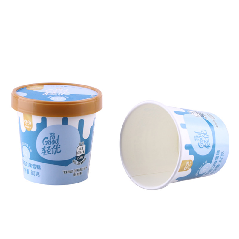 Prilagođena OEM papirna čaša od 5 oz za sladoled s plastičnim poklopcem i žlicom