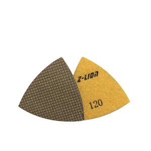 Electroplated triangle diamond polishing pads for grinding and polishing corners and edges