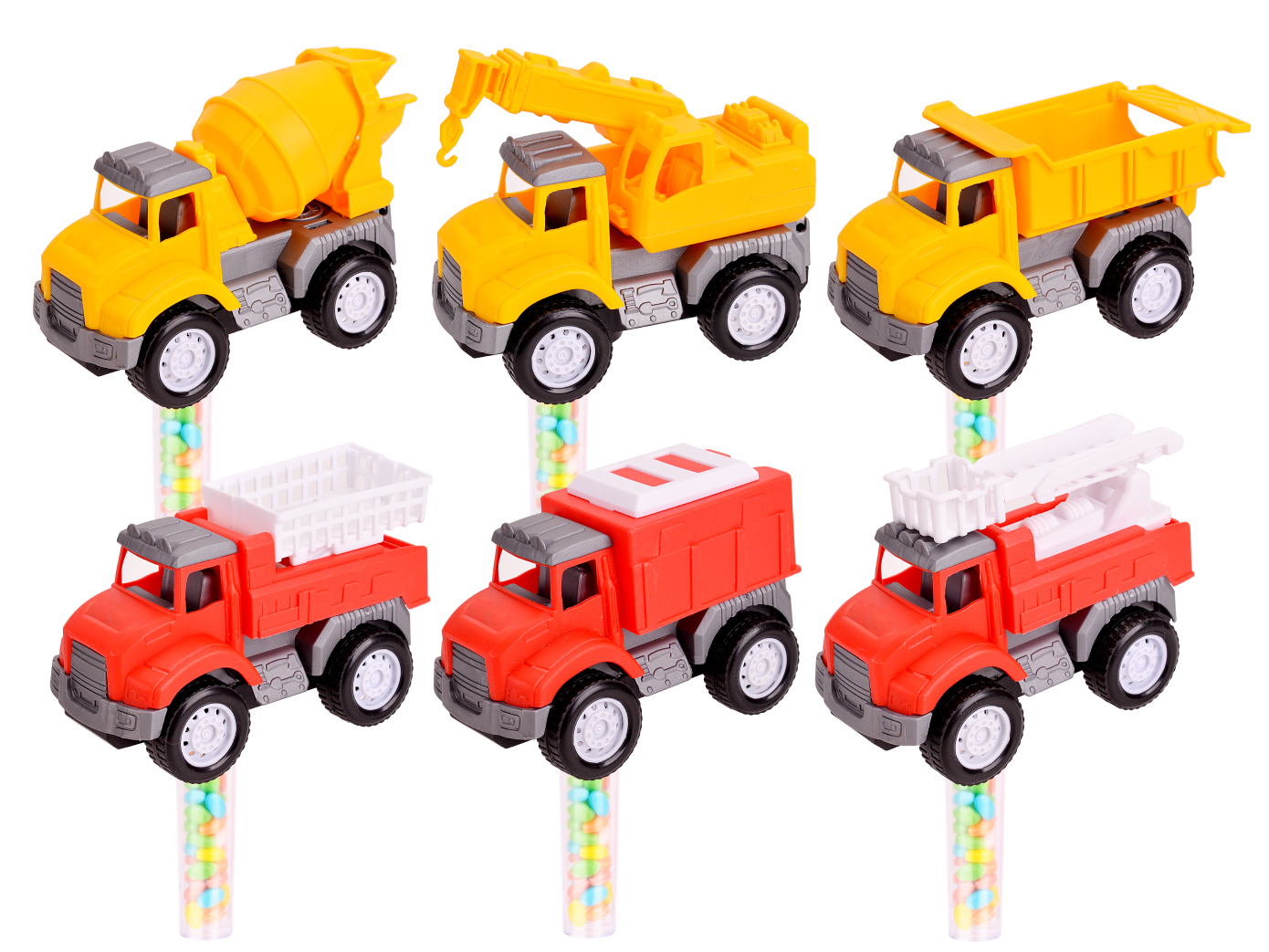 CANDY TOY FIRE FIGHTING TRUCK+MOBILE MACHINERY SHOP 111670N