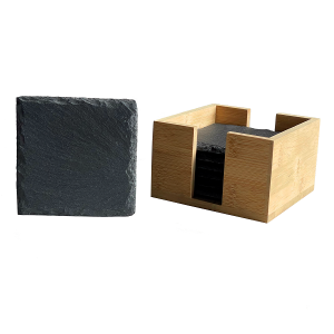 Special Price for Christmas Plates -
 Slate Square Coasters Set of 8 with Bamboo Holder – Cosen