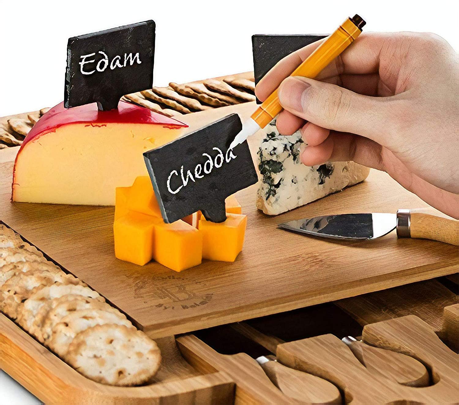 Wedding Tableware Mini Natural Stone Black Slate Cheese Marker Set for Decoration