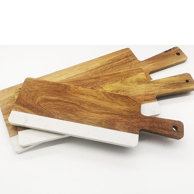 Wholesale Rectangle Marble and Wood Serving Board with Handle