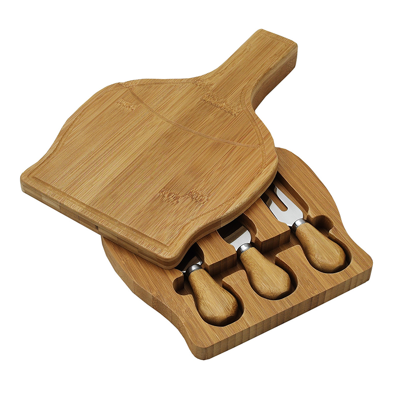 New Design Wooden Cheese Tray Set With 3 Knifes