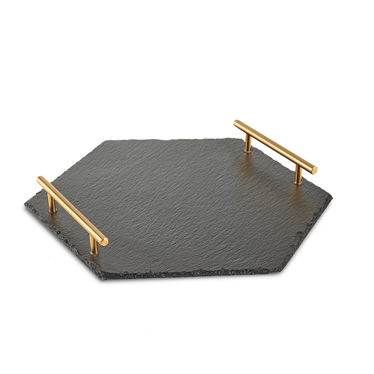 Natural Edge Hexagon Slate Serving Tray With Cooper Hook Featured Image