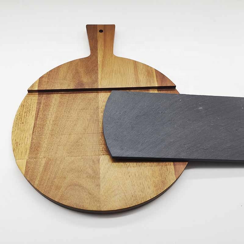 New Design tableware handmade japanese restaurant dinnerware  slate cheese cutting board slate board slate and acacia cutting bo