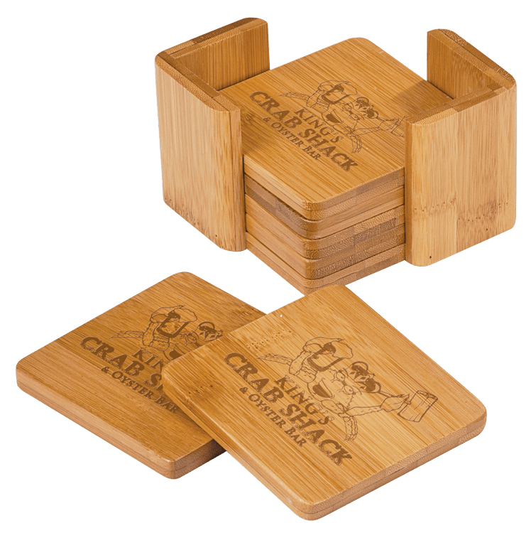 Wholesale Christmas Decorations Square Bamboo Coaster with Laser logo Featured Image