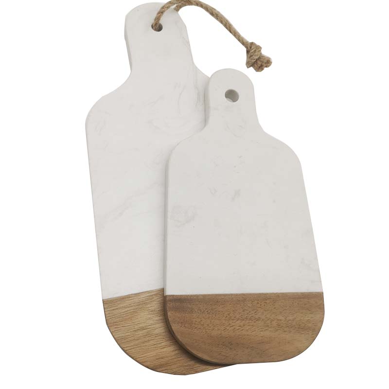 Dinnerware Wholesale Marble and Wood Food Serving Board with Hanging Rope