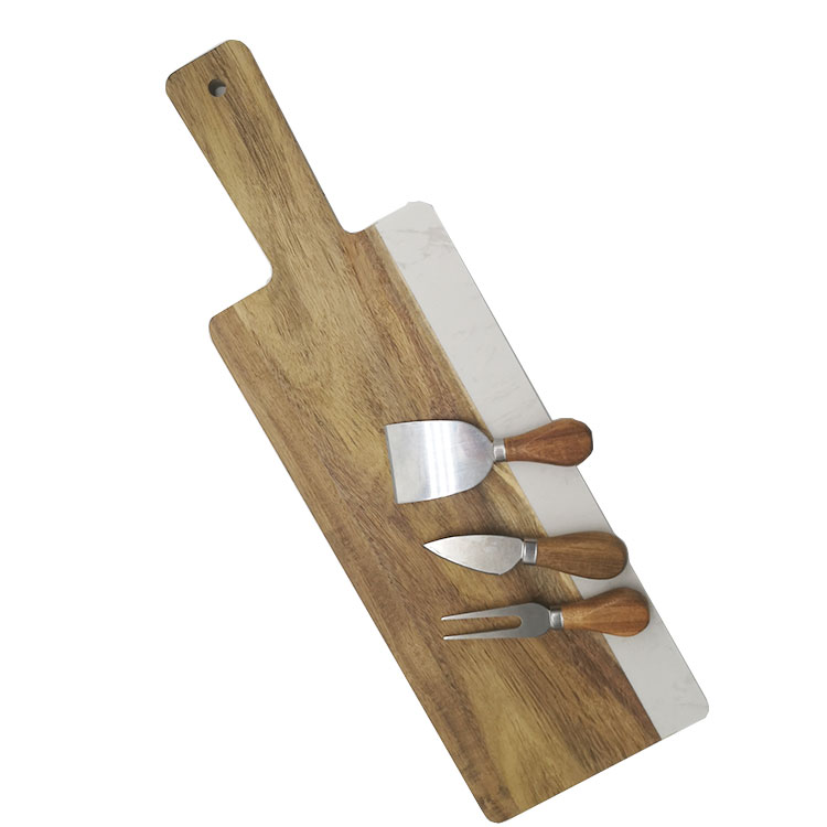 Sample fee free Wood slate cheese board cutting Servng board dinner board with cheese knives set