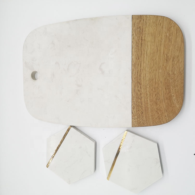 Sample  free wholesale white marble Wood cheese board cheese board with handle cutting Servng board dinner plate homeware