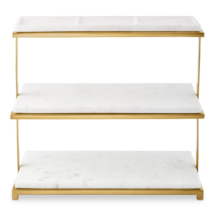 Factory Price Marble & Brass 3 Tiered Stand For Food