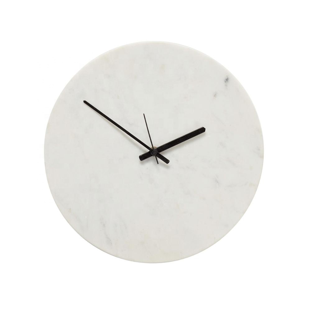 China factory handmade elegant black round marble wall clock for home decoration