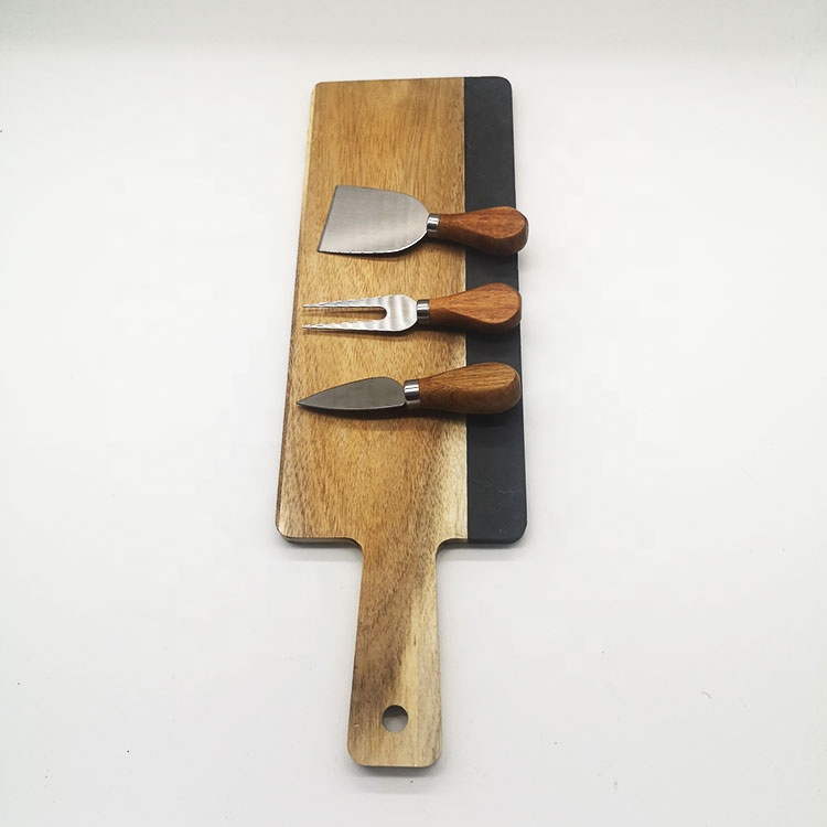 New design chopping board Factory new Sales Wood slate rectangle cutting Servng board dinner board with cheese knives set