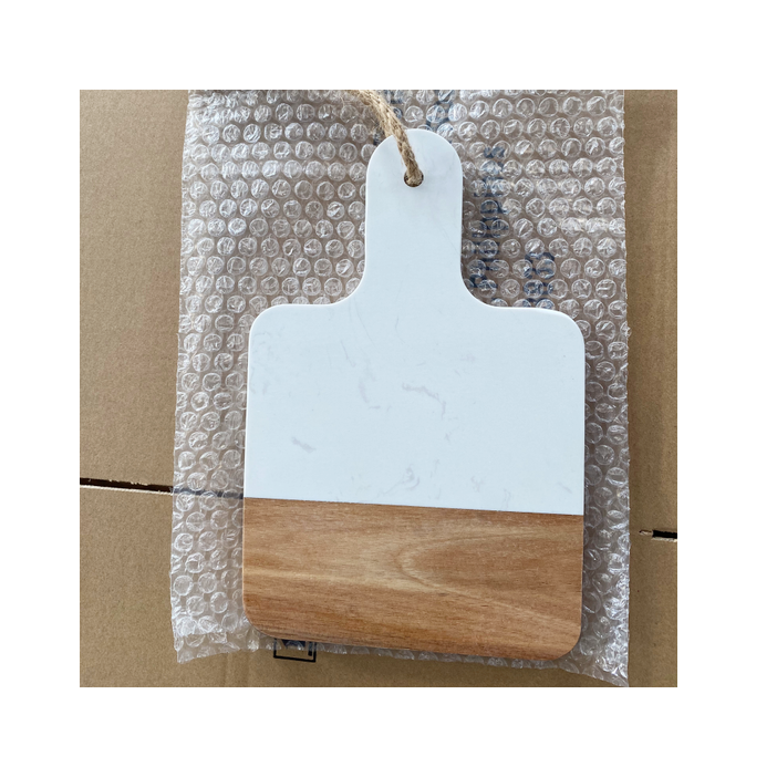 New Launch Hand Craft Wholesale  Tableware Wooden Marble Stone Plate With Handle