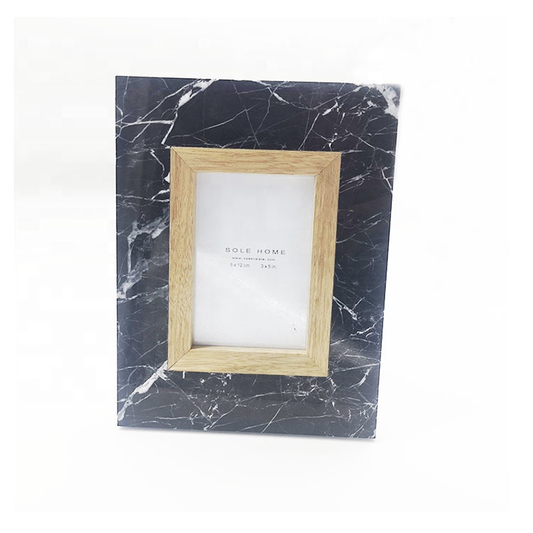 Sample fee free Direct Manufacture Sales high end marble and wood picture frame for wedding homeware 9×7 picture frame