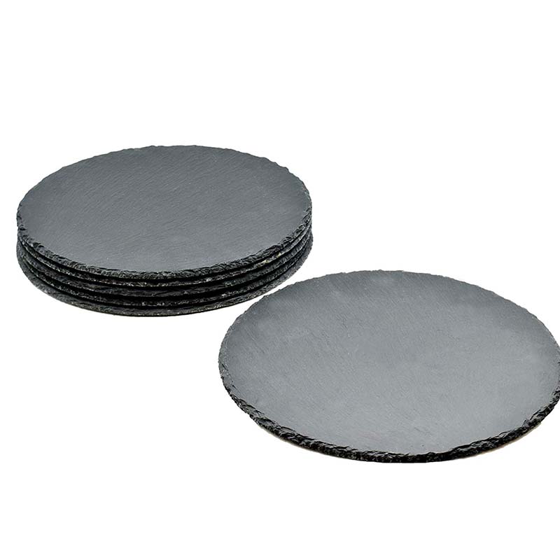 Wholesale Placemat Dinnerware Natural Black Round Slate Sushi Plate for Food Serving