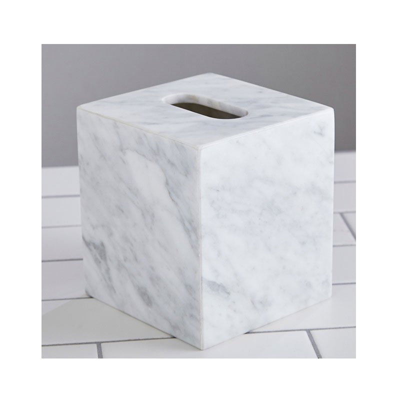 High Luxury Square White Custom Marble Tissue Box