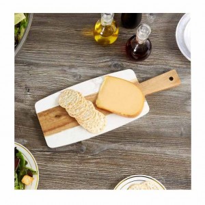 Restaurant Irregular Customized Marble Placemat Serving Board with Hanging Rope