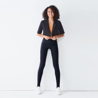 High-waisted tight-fitting trousers
