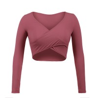 Sexy Fashion Chest Front Cross Yoga Wear T-Shirt S21D331T
