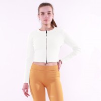 FULL ZIPPER FRONT SWEATER Crop TOP WITH LONG SLEEVE S21D289T
