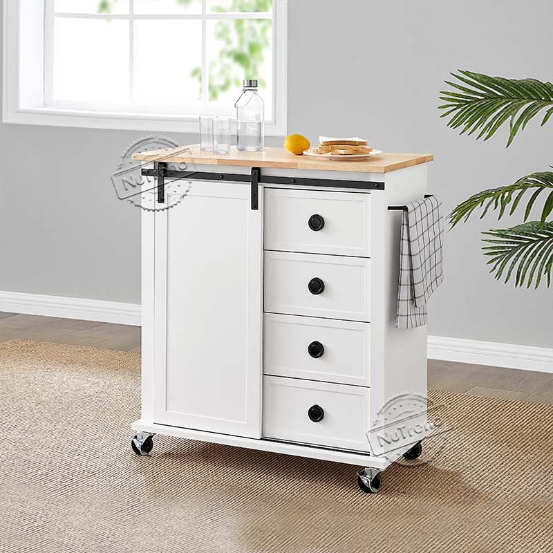 102199 Industrial Farmhouse Kitchen Cart Microwave Cart with Storage