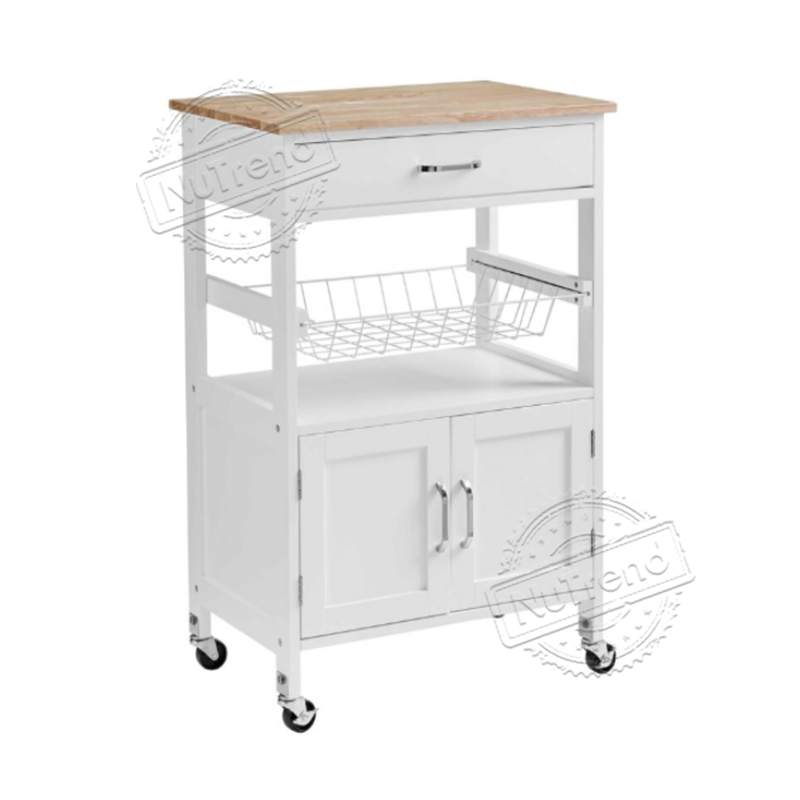 Portable Kitchen Island Small Rolling Kitchen Cart with Wire Baskets Veg Trolley 102201
