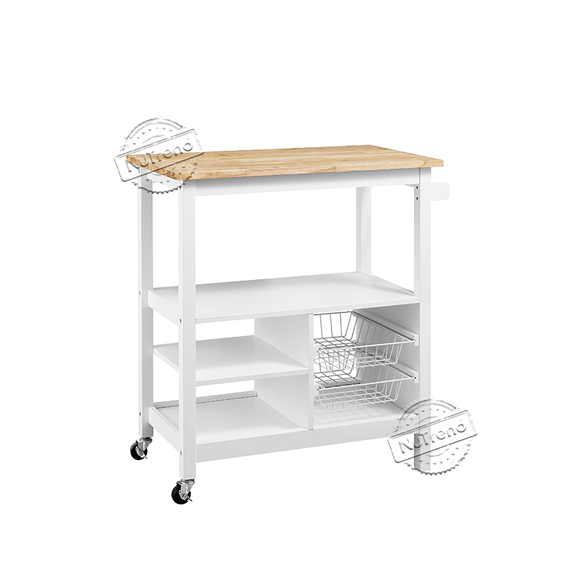102202 White Movable Kitchen Microwave Cart for Small Space