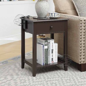 203138 Espresso End Table with USB Port for Living Room