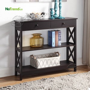 203140 Black Console Table with 2 Drawers and Shelves
