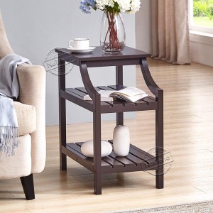 203181 Vintage Black Chairside Table with Shelves for Living Room
